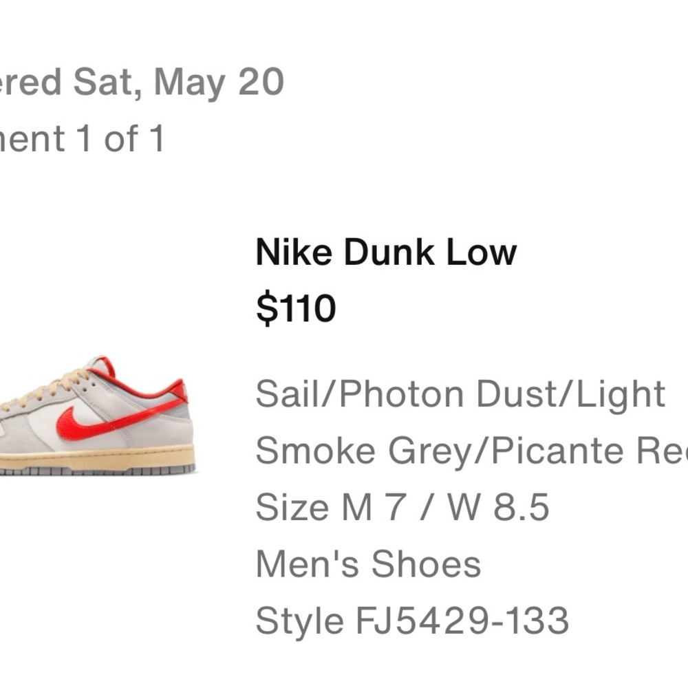Nike Dunk Low - Sail and Red